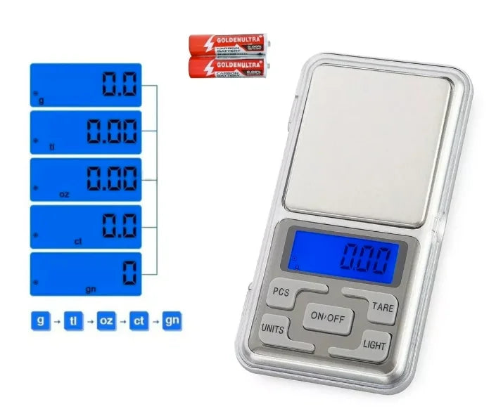 Mini Balança Digital de Precisão 0,1g a 500g – Portátil e Compacta