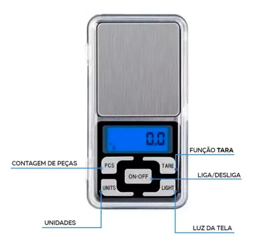 Mini Balança Digital de Precisão 0,1g a 500g – Portátil e Compacta