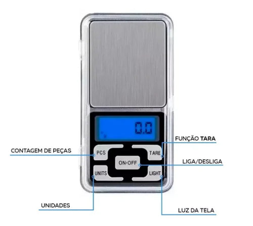 Mini Balança Digital de Precisão 0,1g a 500g – Portátil e Compacta