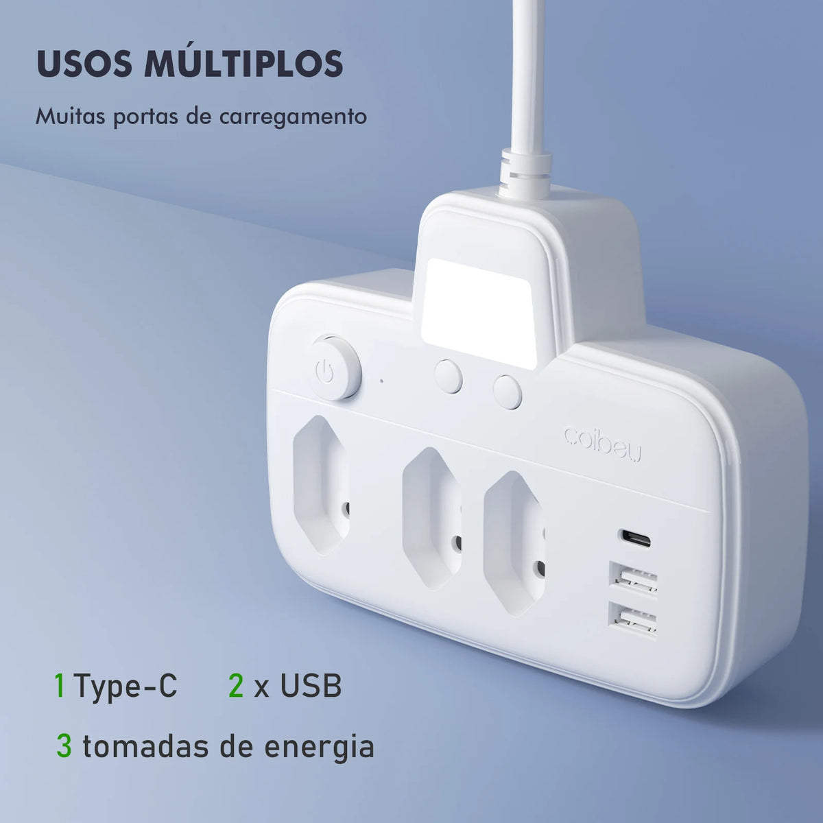 Extensão Elétrica com Múltiplas Tomadas Padrão Brasileiro – Régua de Energia para Casa e Escritório