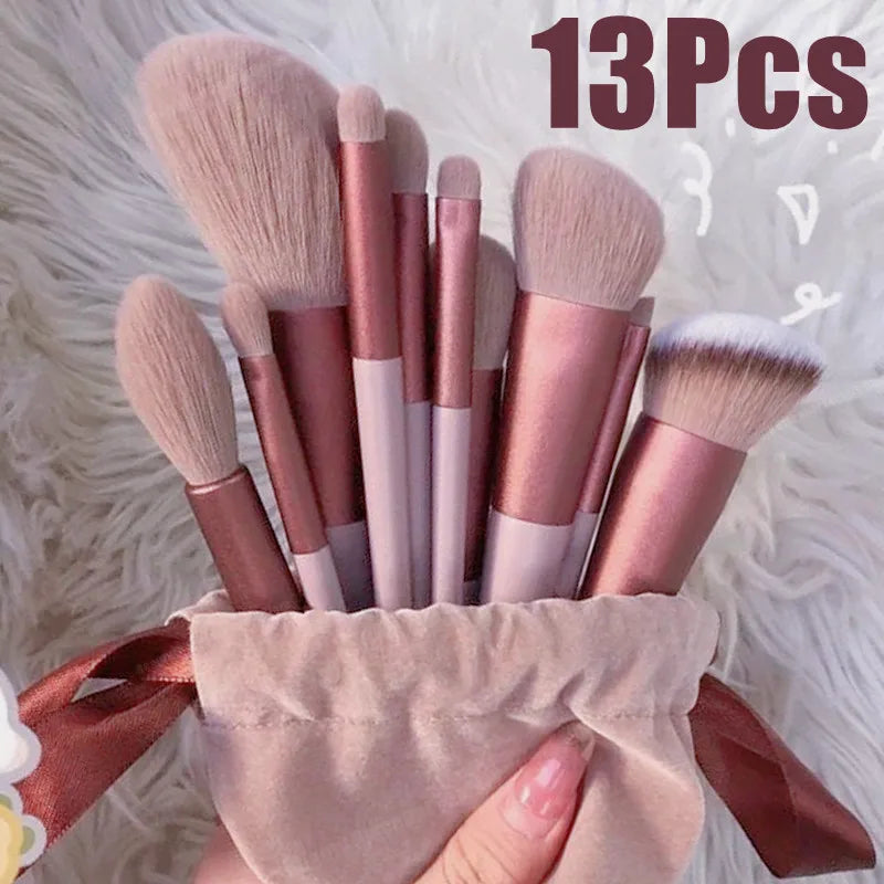 Kit de Pincéis de Maquiagem com Cerdas Sintéticas – 10, 12 ou 13 Peças