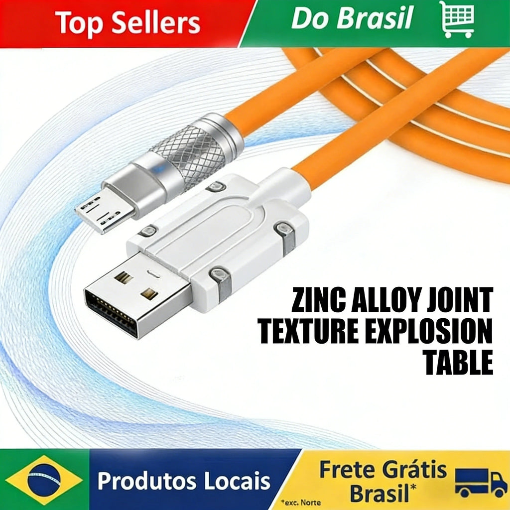 Cabo de Carregamento Rápido de Silicone 1 Metro – USB-C, Lightning e Micro USB