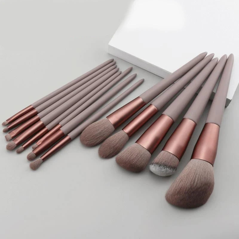 Kit de Pincéis de Maquiagem com Cerdas Sintéticas – 10, 12 ou 13 Peças
