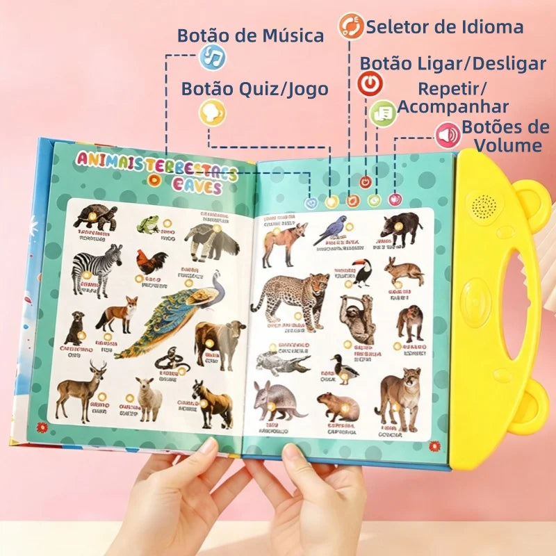 Livro Infantil Interativo Bilíngue Português e Inglês com Sons – Educativo Touch