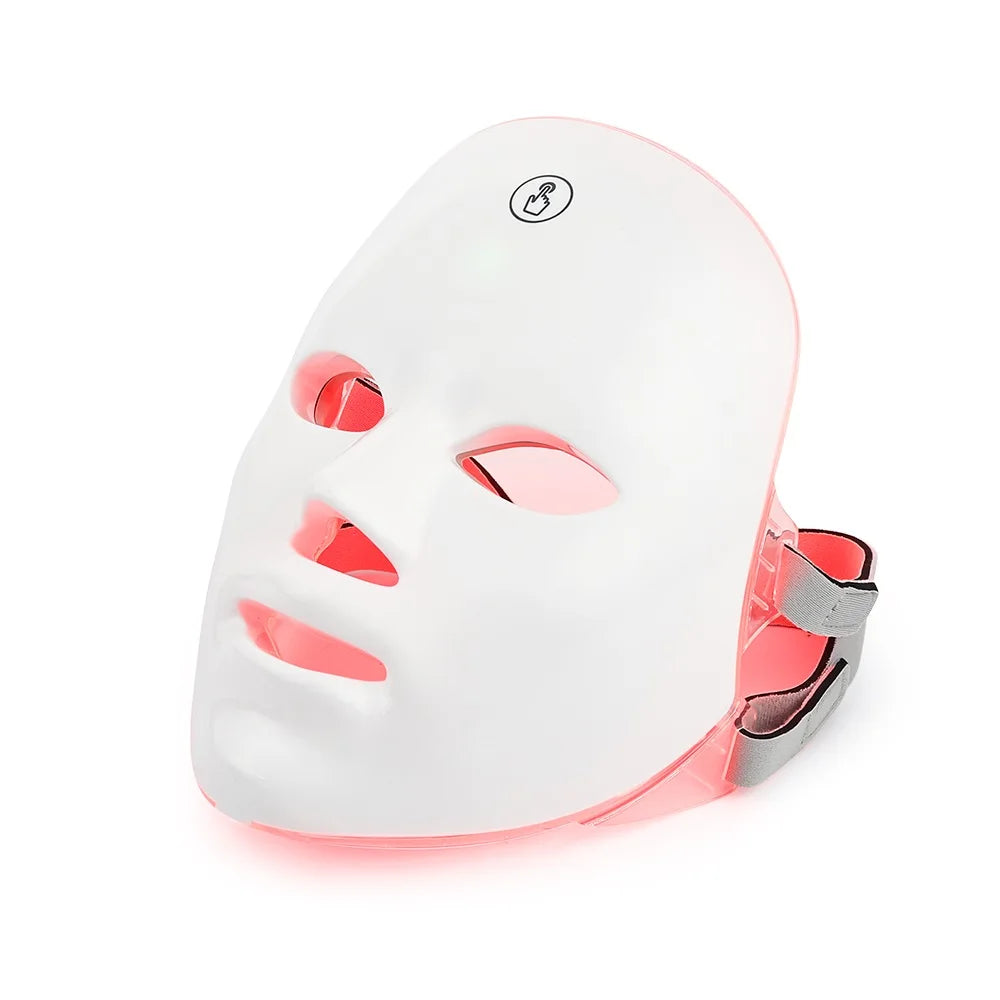Máscara Facial de LED com 7 Cores Recarregável – Acessório de Beleza