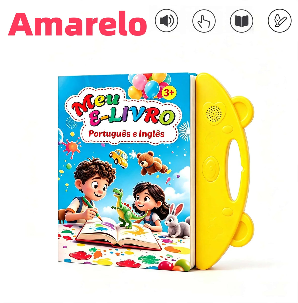 Livro Infantil Interativo Bilíngue Português e Inglês com Sons – Educativo Touch