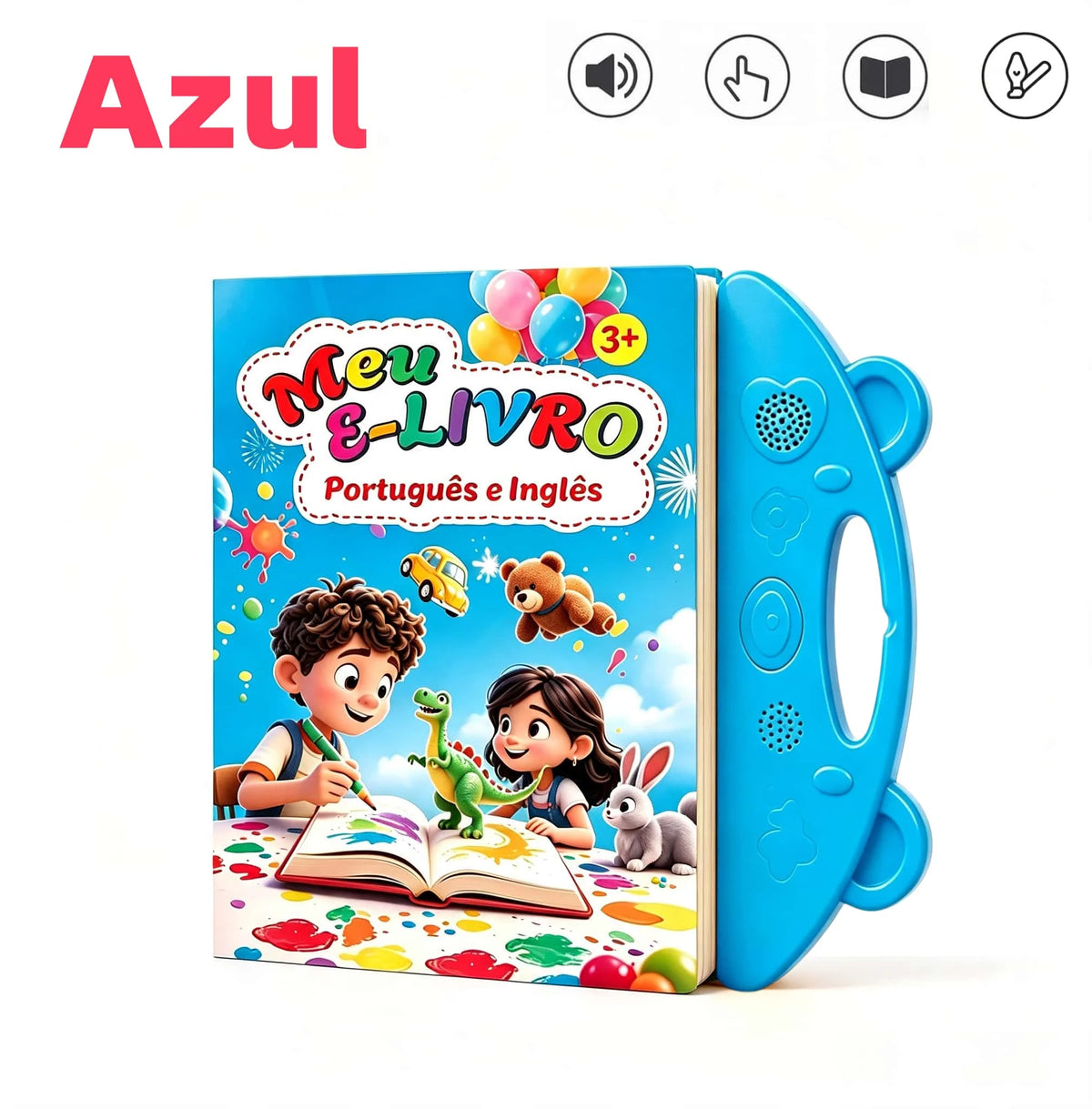 Livro Infantil Interativo Bilíngue Português e Inglês com Sons – Educativo Touch