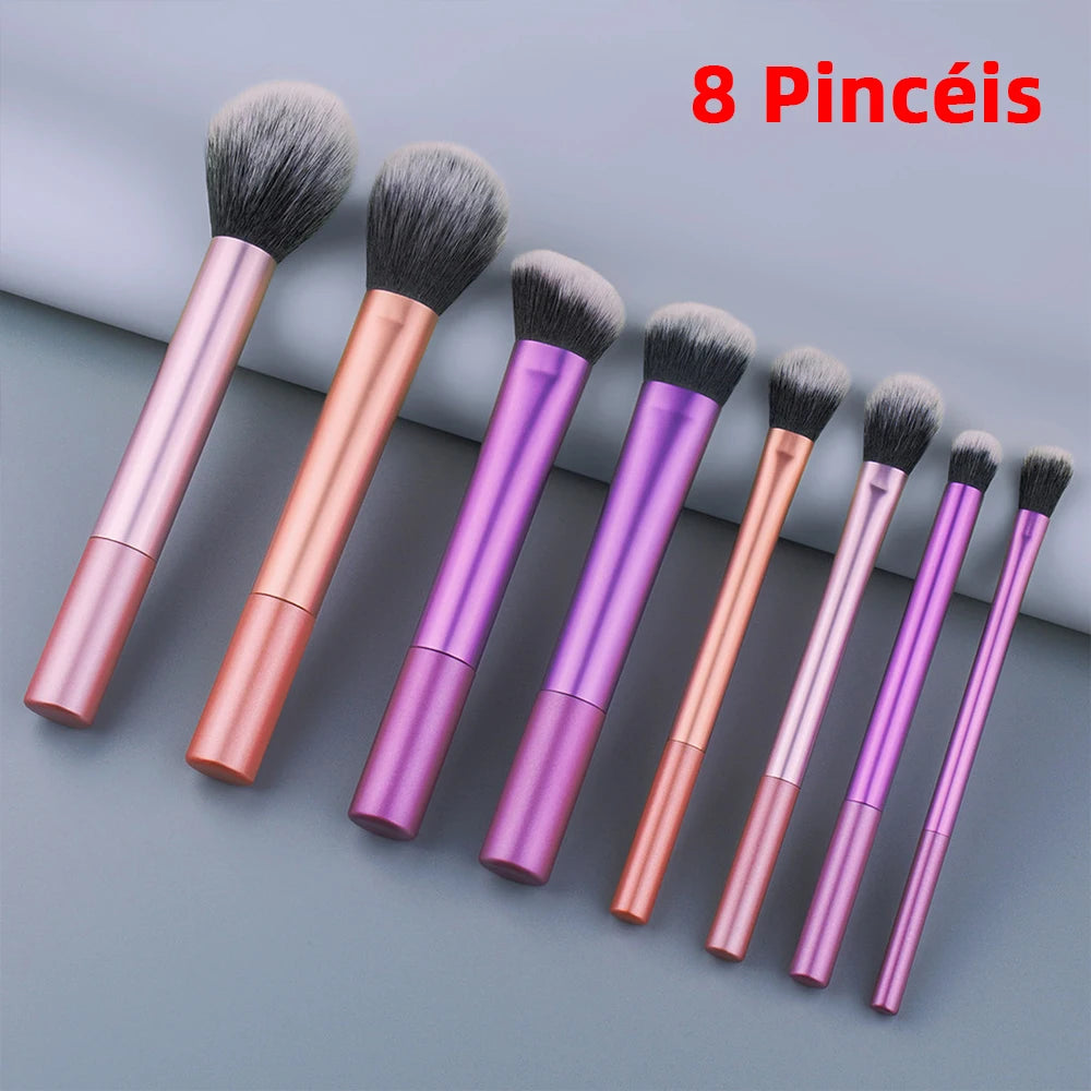 Kit de Pincéis de Maquiagem com Cerdas Sintéticas – 8, 12 ou 15 Peças