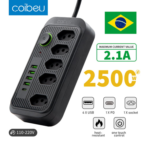 Extensão Elétrica com Tomadas e USB – Filtro de Linha Bivolt 110V/220V 10A