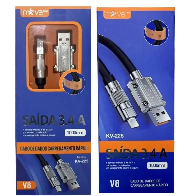 Cabo de Carregamento Rápido de Silicone 1 Metro – USB-C, Lightning e Micro USB