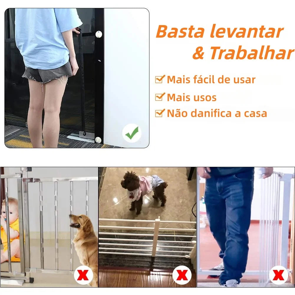 Barreira Pet em Tela de Nylon com Ganchos Adesivos para Portas e Passagens – 110 ou 180cm