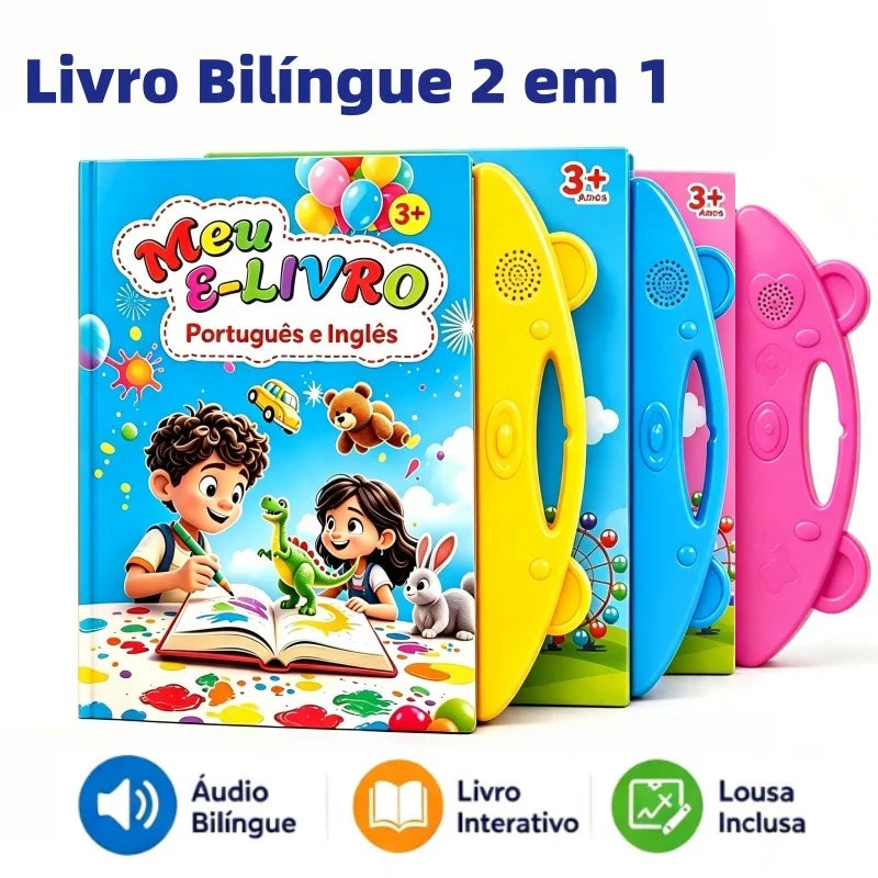 Livro Infantil Interativo Bilíngue Português e Inglês com Sons – Educativo Touch