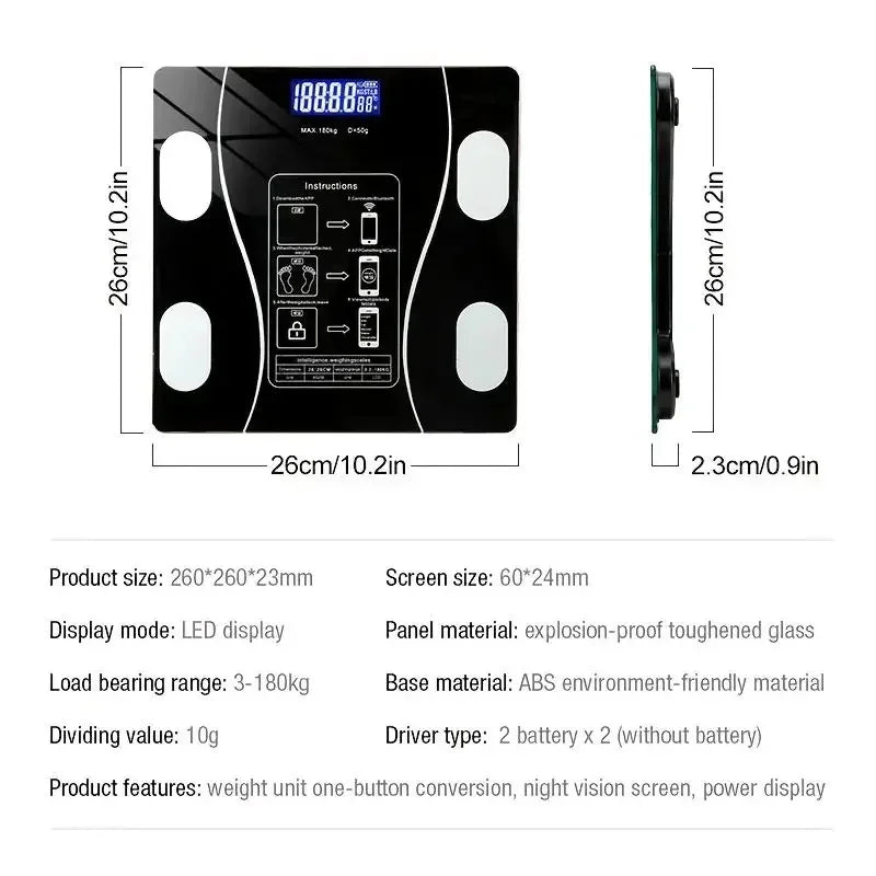 Balança Digital Inteligente Bluetooth até 180kg com App e Análise Corporal