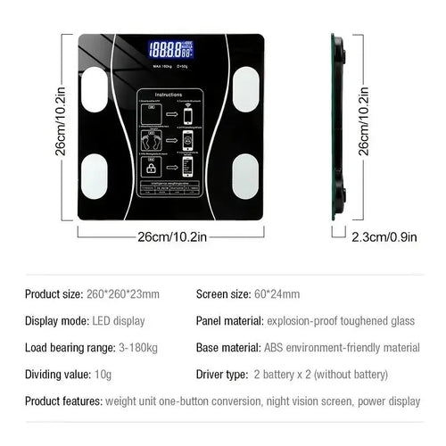 Balança Digital Inteligente Bluetooth até 180kg com App e Análise Corporal