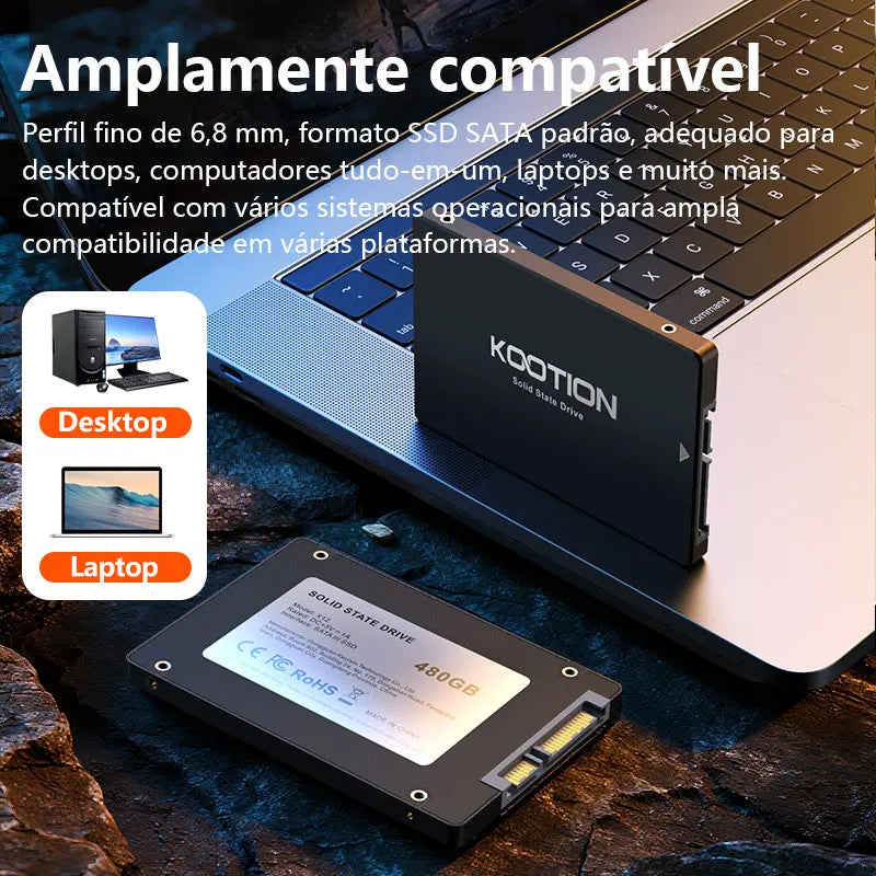 SSD Interno KOOTION SATA III 2,5” para PC e Notebook – 240GB, 256GB, 480GB, 512GB e 1TB