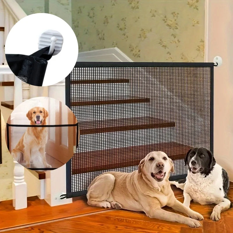 Barreira Pet em Tela de Nylon com Ganchos Adesivos para Portas e Passagens – 110 ou 180cm