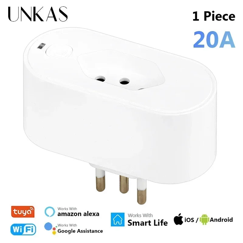 Tomada Inteligente Wi-Fi Tuya 20A com Monitoramento de Energia – Alexa e Google Home