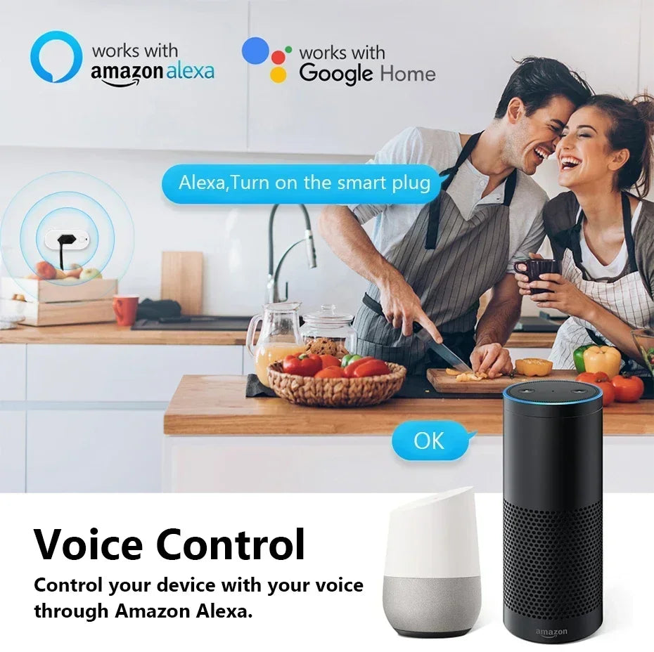 Tomada Inteligente Wi-Fi Tuya 20A com Monitoramento de Energia – Alexa e Google Home