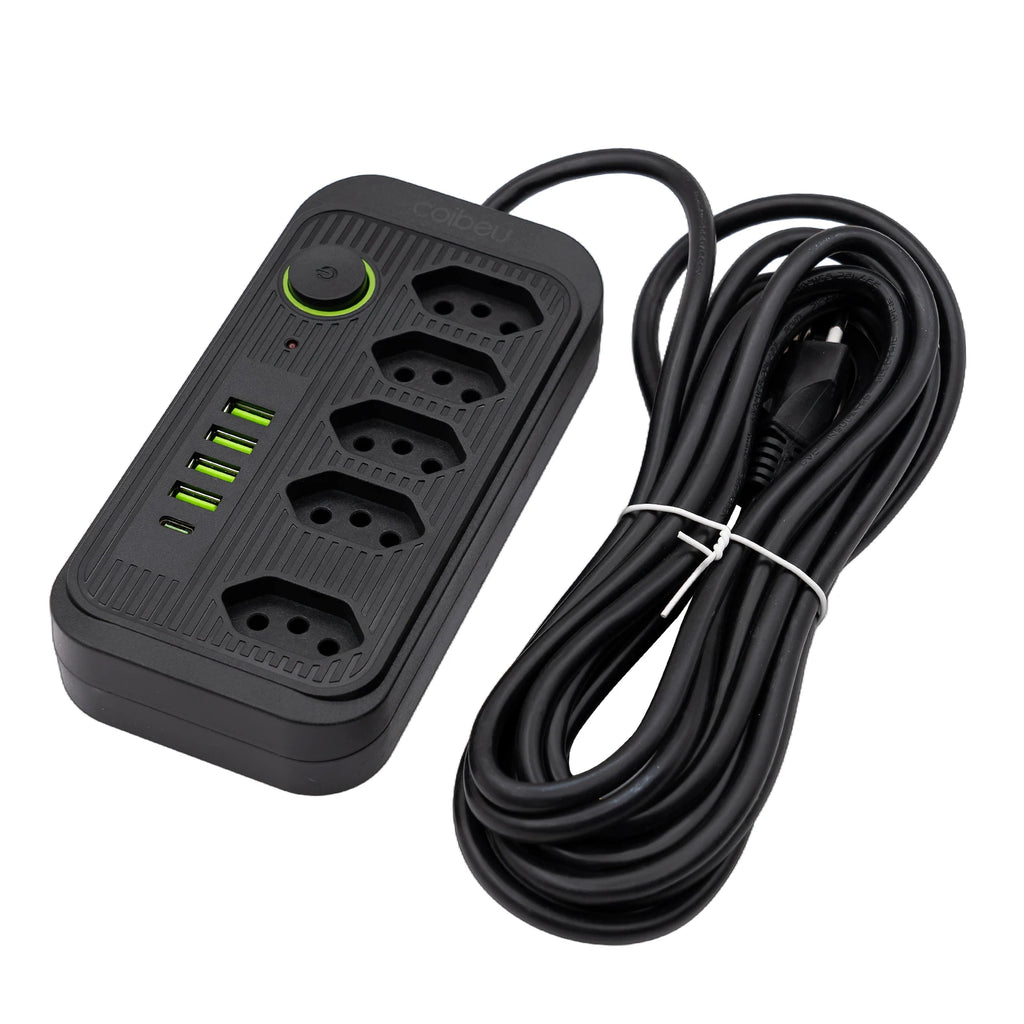 Extensão Elétrica com Tomadas e USB – Filtro de Linha Bivolt 110V/220V 10A