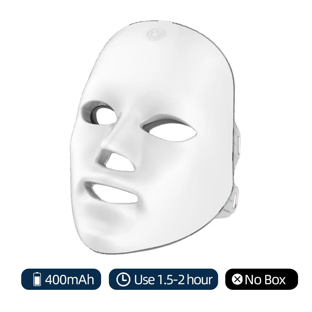 Máscara Facial de LED com 7 Cores Recarregável – Acessório de Beleza