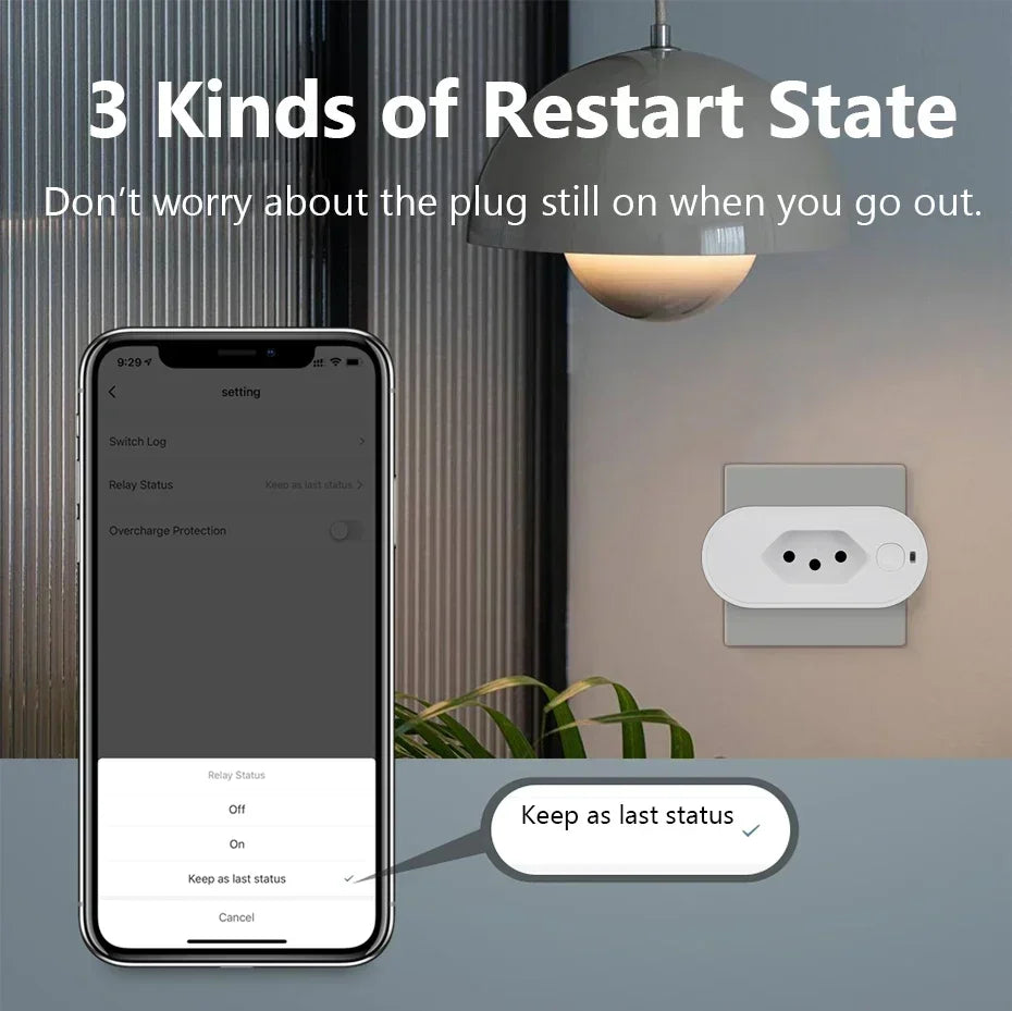 Tomada Inteligente Wi-Fi Tuya 20A com Monitoramento de Energia – Alexa e Google Home