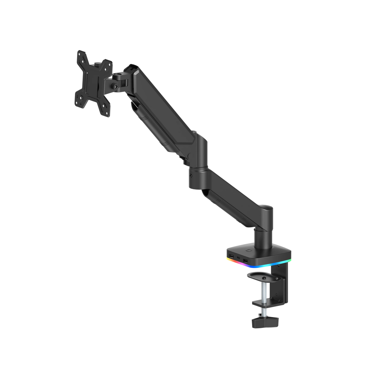 Braço Articulado para Monitor com Iluminação RGB – Suporte de Mesa Ajustável