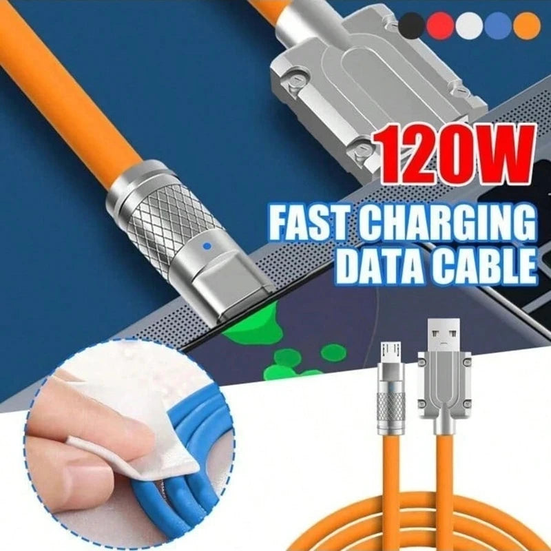 Cabo de Carregamento Rápido de Silicone 1 Metro – USB-C, Lightning e Micro USB