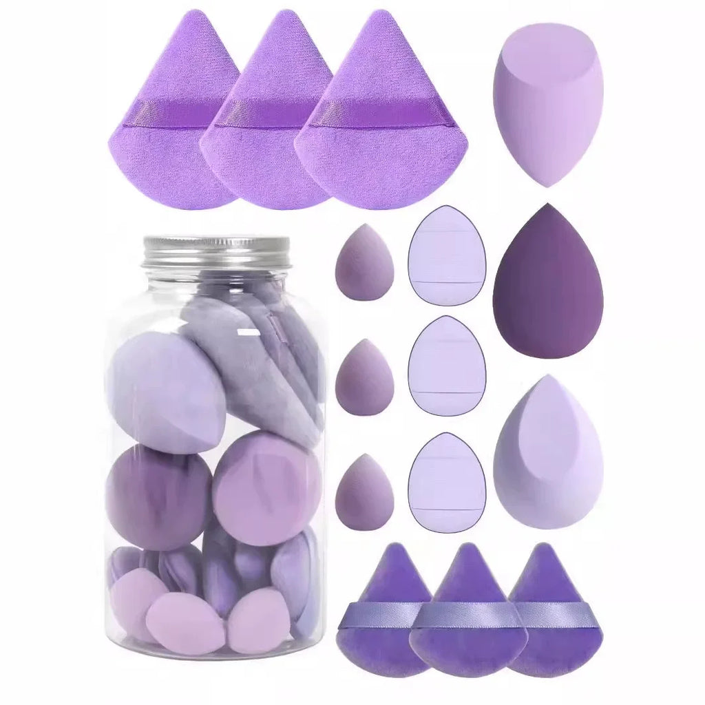 Kit Mini Esponjas de Maquiagem 12 ou 15 Peças – Com ou Sem Estojo